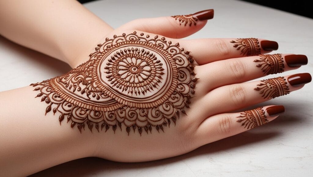 lace style rol tikki mehndi design