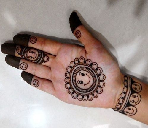 Smiley Face Mehndi for Kids